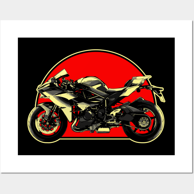 2015 Kawasaki Ninja H2 Retro Red Circle Motorcycle Wall Art by Skye Bahringer